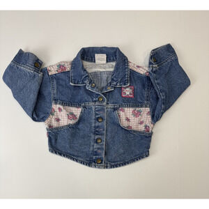 Vintage Levi's 1993 Little Levi's Jean Jacket Cropped Kids Pink Details Floral 3